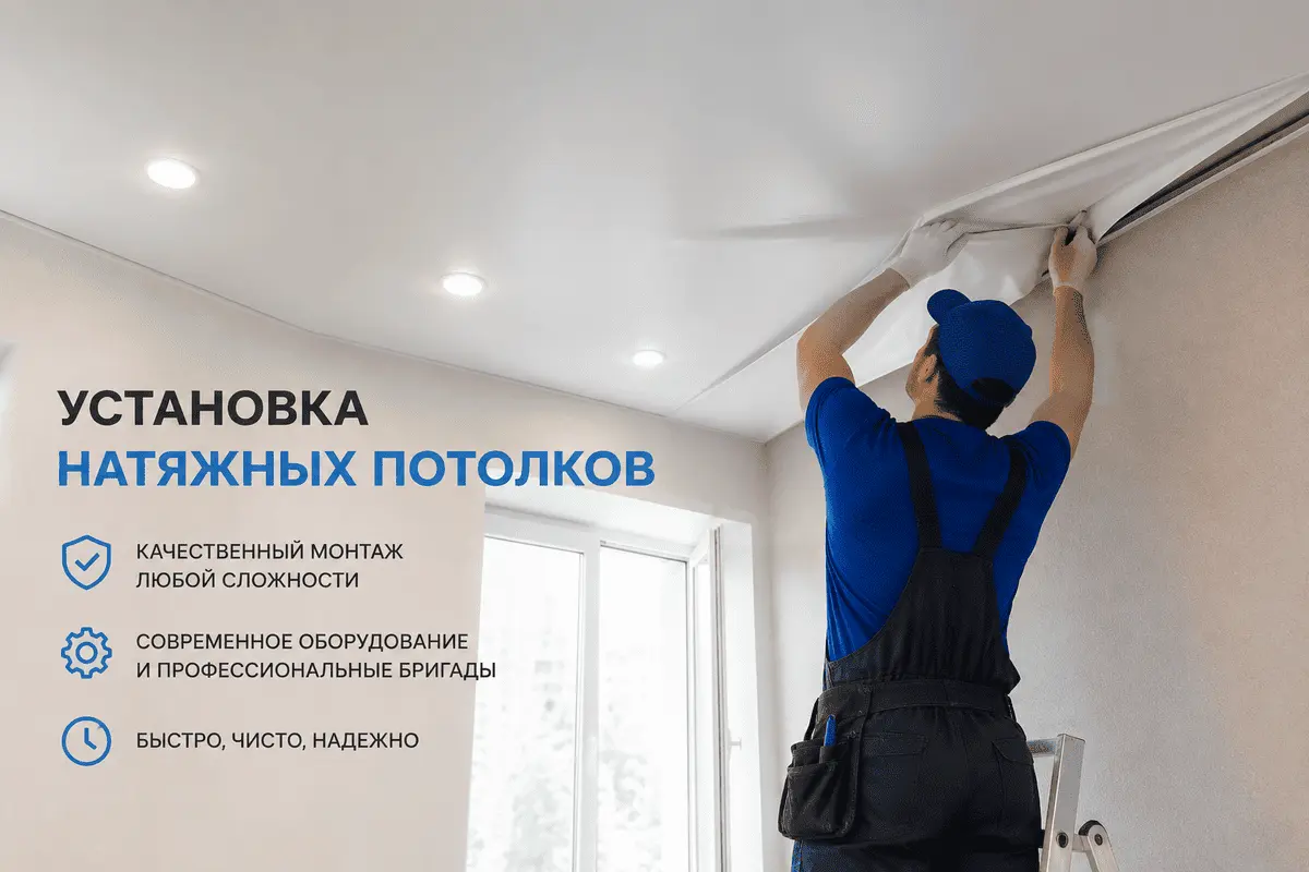 монтаж натяжных потолков омск