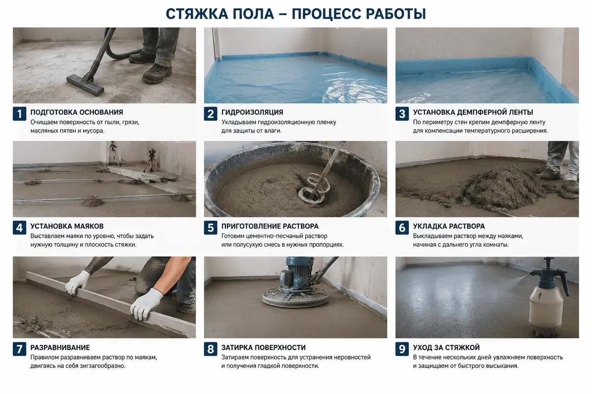 Стяжка пола в Омске цена за м2